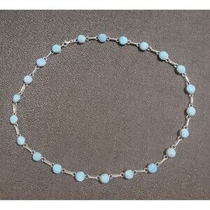 Natural Larimar necklace in 925 Sterling Silver 18" w/ 22 D.R. Larimar gemstones
